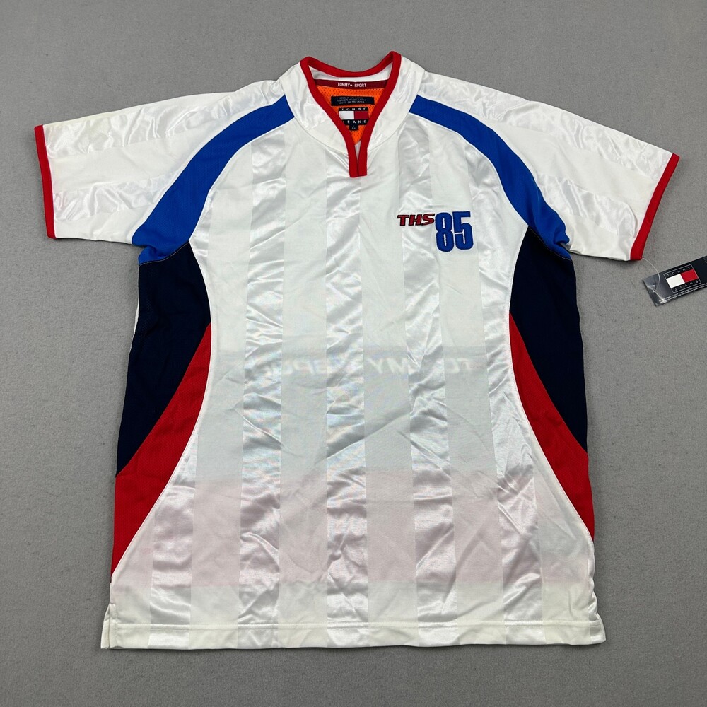 Vintage Tommy Sport Shirt Men Large White THS 85 Soccer Style Jersey Pullover L